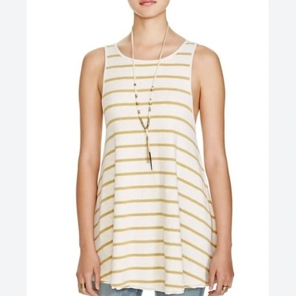 FREE PEOPLE We The Free Garden Sleeveless Striped Tunic Snow Heather Medium